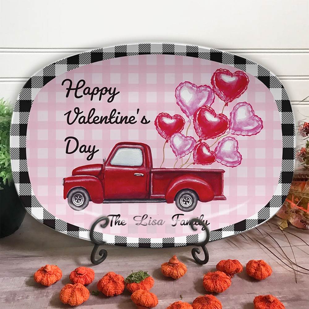 Personalized Valentines Day Truck Platter Couples Serving Plate for Her Valentine's Day Gift for Wife Girlfriend
