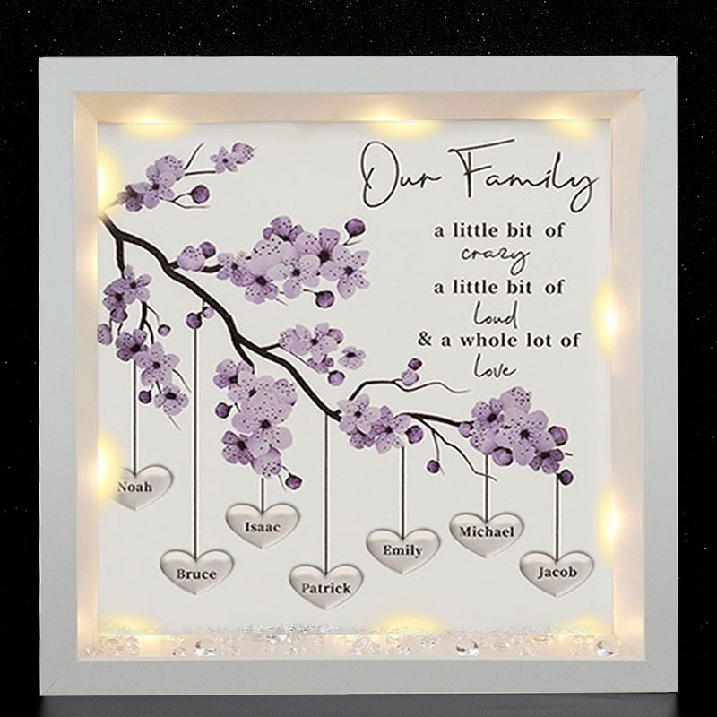 Personalized Light Up Family Tree Box Frame with 1-25 Names Mother's Day Gift For Grandma, Mom