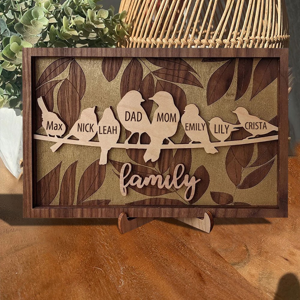 Personalized Grandkids Birds Wooden Family Tree Sign Gifts for Grandma