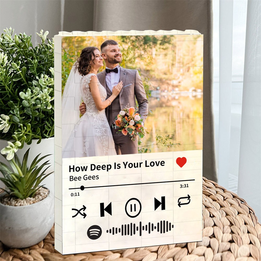 Personalized Music Song Photo Block Puzzle Valentine's Day Gift Wedding Anniversary Gift Ideas for Husband