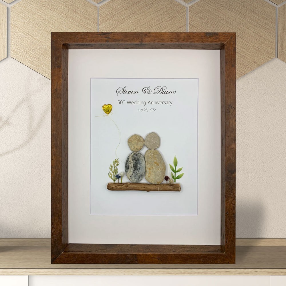 Personalized Wedding Anniversary Pebble Art Frame Anniversary Gift