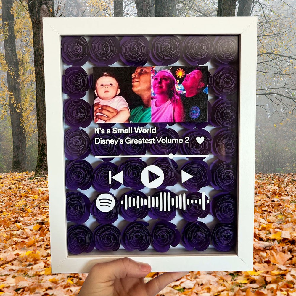 Personalized Spotify Flower Shadow Box for Anniversary Valentine's Day