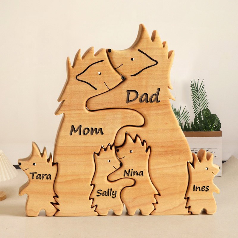 Wooden Hedgehog Family Puzzle Personalized Family Keepsake Gifts Anniversary GIfts Christmas Gift Ideas