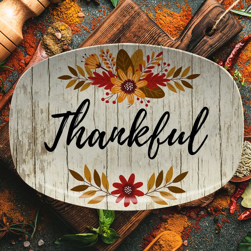 Thankful Serving Platter Thanksgiving Table Decor