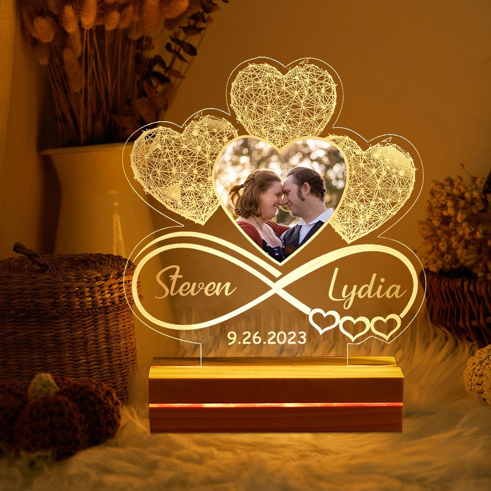 Personalized 3D Photo Night Light Unique Valentine's Day Gift Ideas for Couple Anniversary Gifts for Him