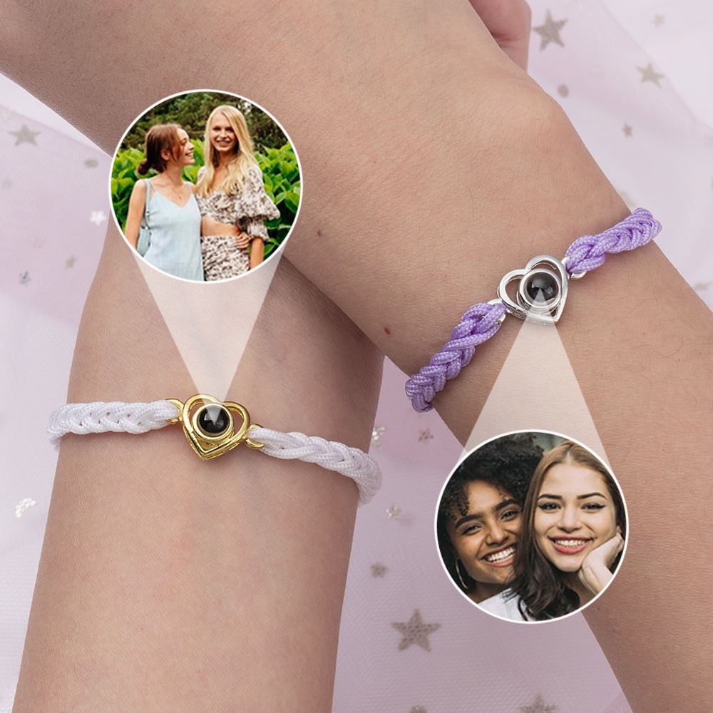 Personalized Friend Heart Photo Projection Bracelet Christmas Gift for Her Custom Friend Gifts