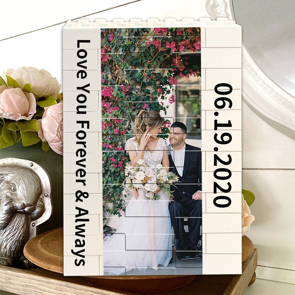 Personalized Engraved Building Brick Photo Block Puzzle Valentine's Day Gift for Soulmate Anniversary GIfts