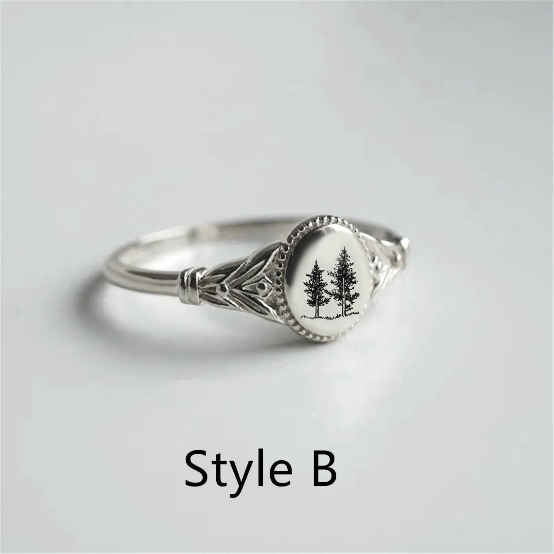 925 Sterling Silver Pine Tree Ring