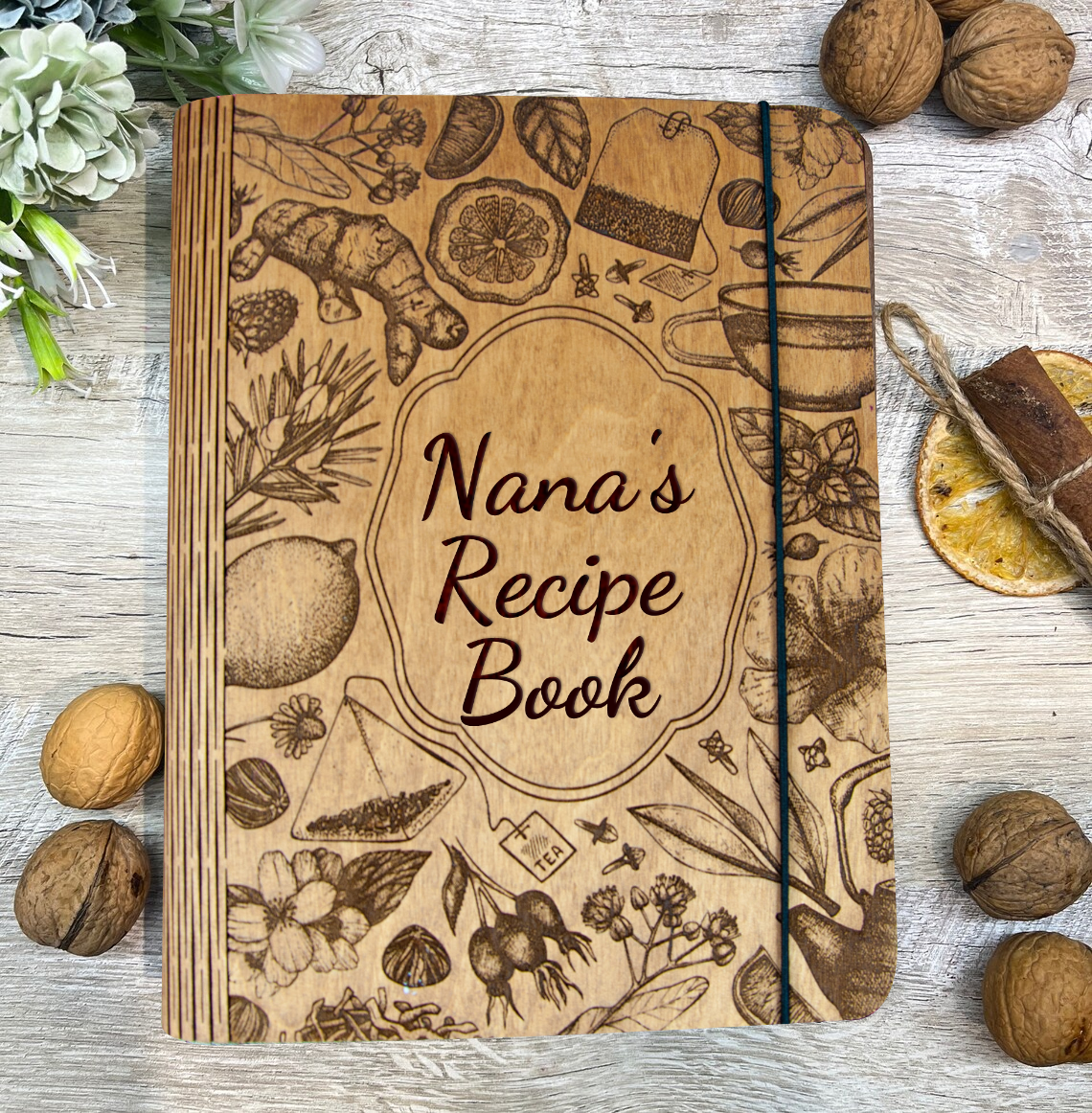 Nana's Wooden Recipe Book Custom Cookbook Personalized Gifts for Mom Christmas Gift Ideas