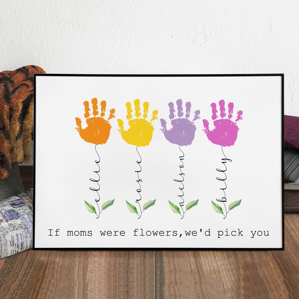 Custom DIY Handprint Frame With Kiids Names Mother's Day Gift Ideas Family Gift For Mom