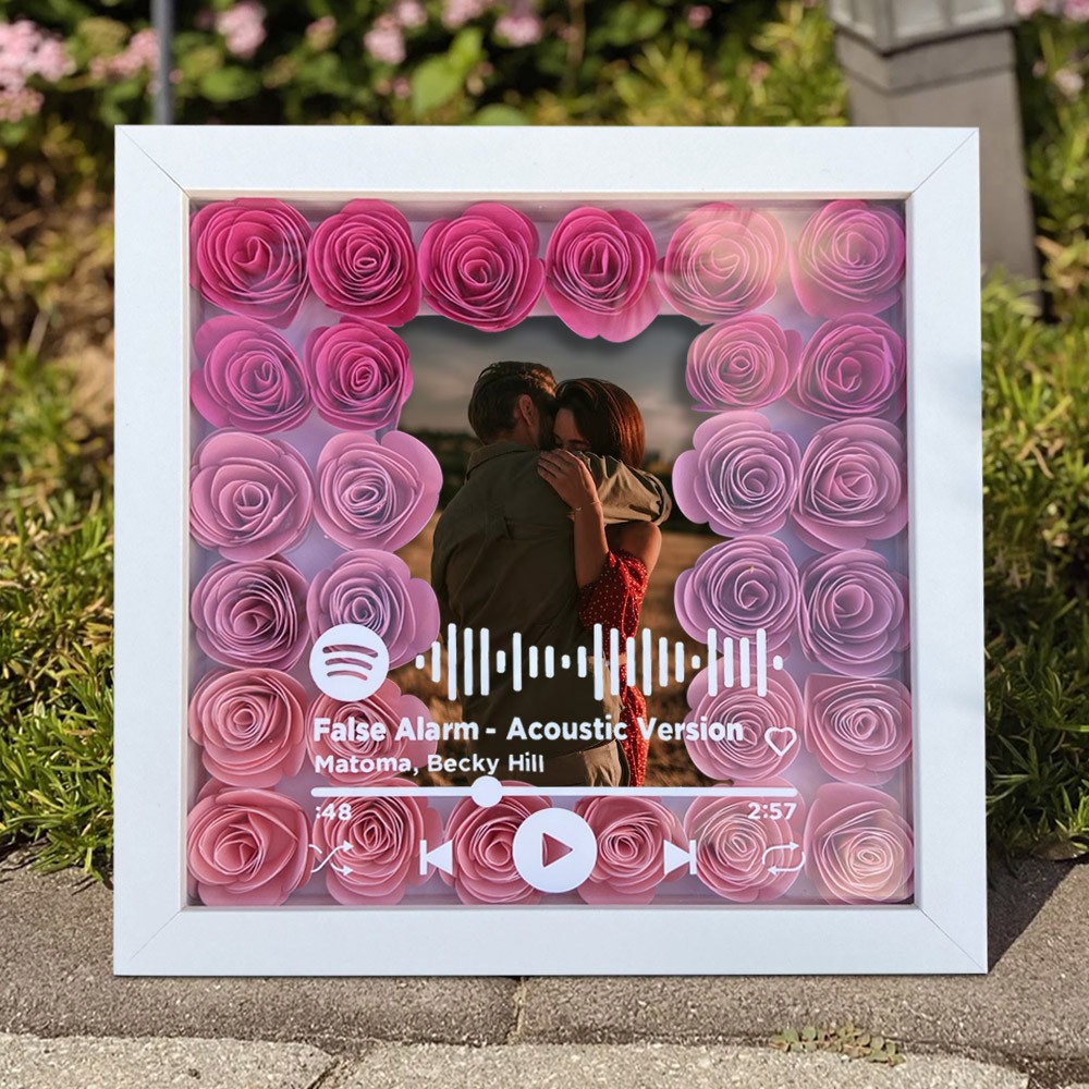 Personalized Spotify Music Song Flower Shadow Box Keepsake Gifts for Her Valentine's Day Gifts Anniversary Gift Ideas