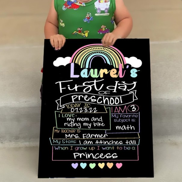 Personalized Reusable First and Last Day of Preschool Sign Chalkboard
