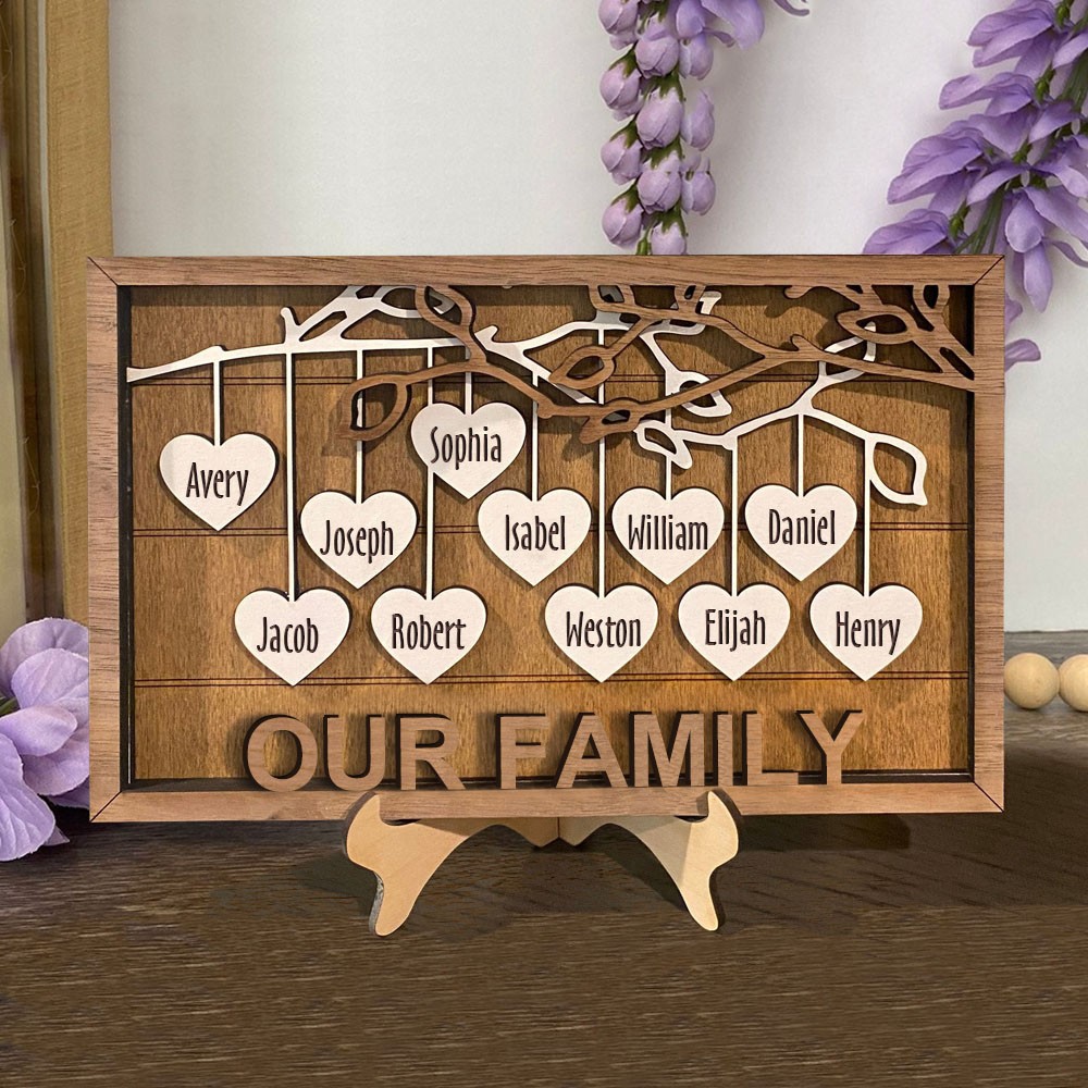 Personalized Wooden Family Tree Sign with Kids Names Gift Ideas for Mom Grandma Family Keepsake Gift Adoption Gift