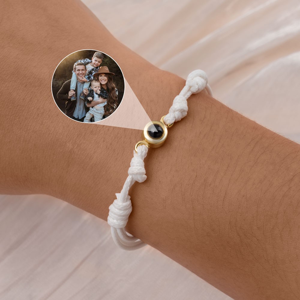 Personalized Braided Rope Memorial Photo Projection Bracelet for Mom, Grandma
