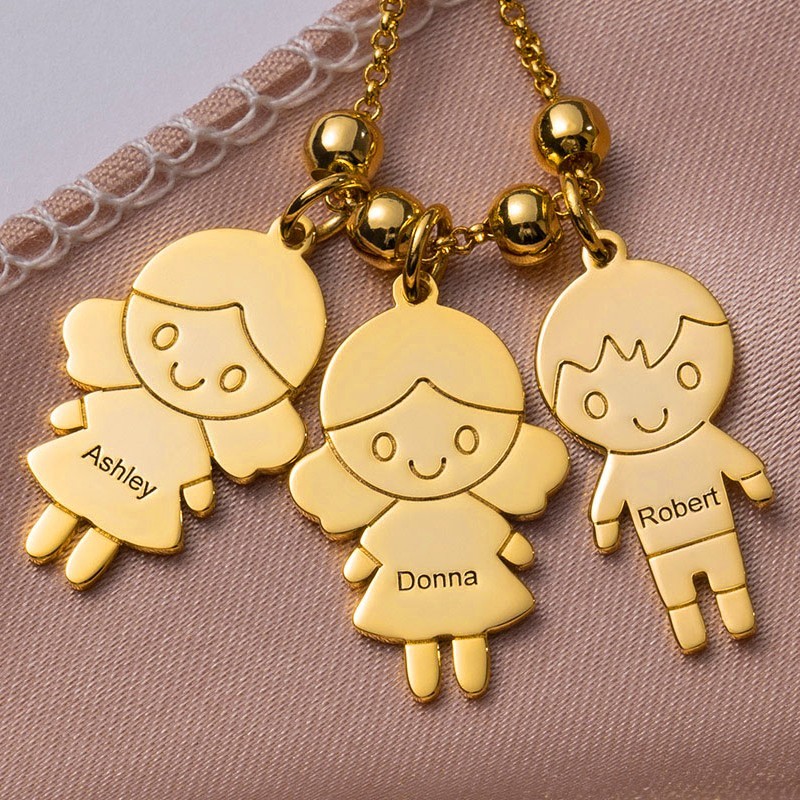 Personalized Children Pendant Engraved Necklace with1-8 Charms