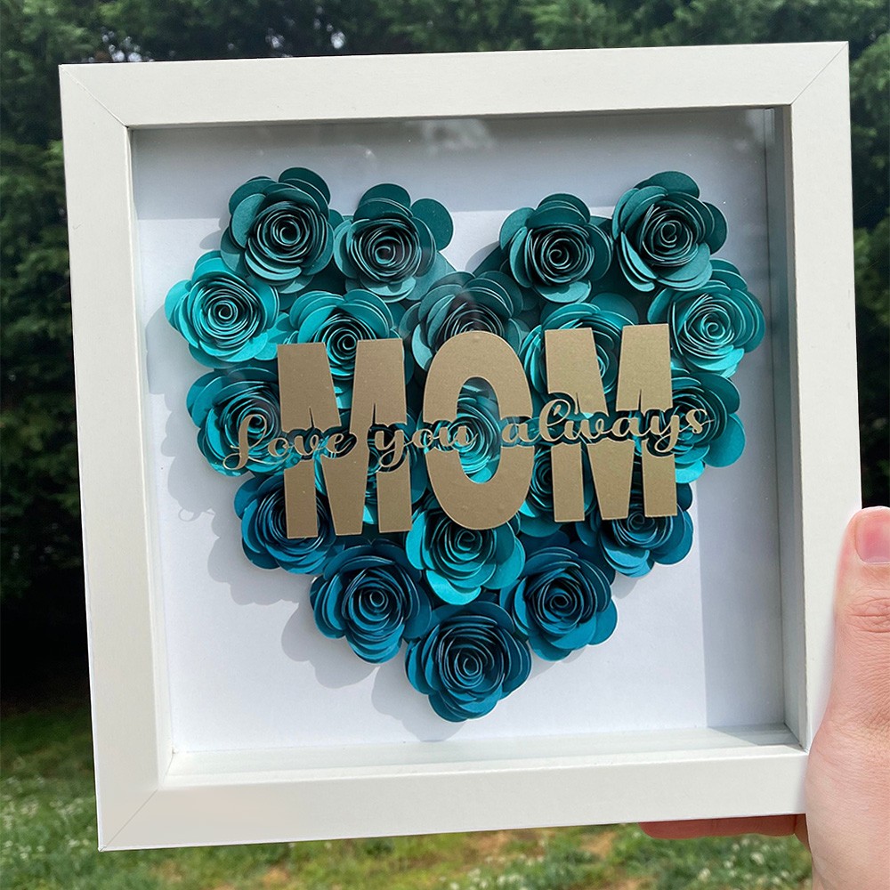 Custom Mom Heart Flower Shadow Box Gift Ideas for Mom Grandma New Mom Gift Family Gifts