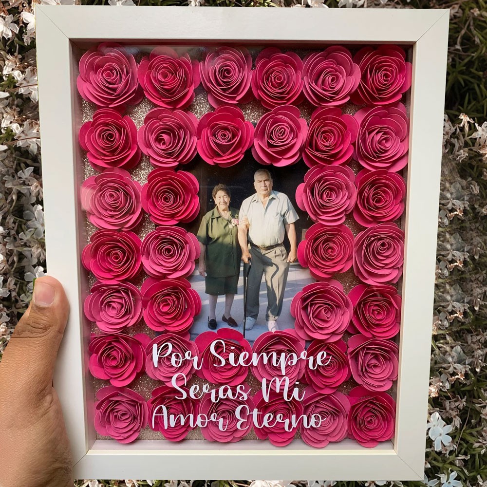 Personalized Photo Flower Shadow Box for Anniversary Valentine's Day