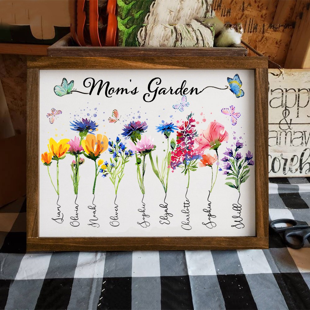 Personalized Mom's Garden Birth Month Flower Frame Custom Name Sign Warm Gift For Mom Grandma Mother's Day Gifts