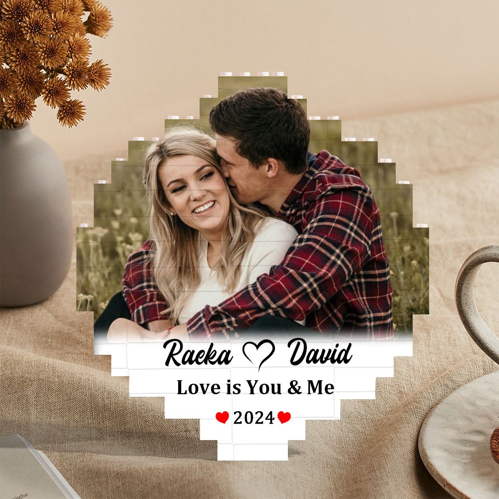 Custom Photo Block Building Brick Puzzle with Name Unique Gifts for Couples Valentine's Day Gift Ideas