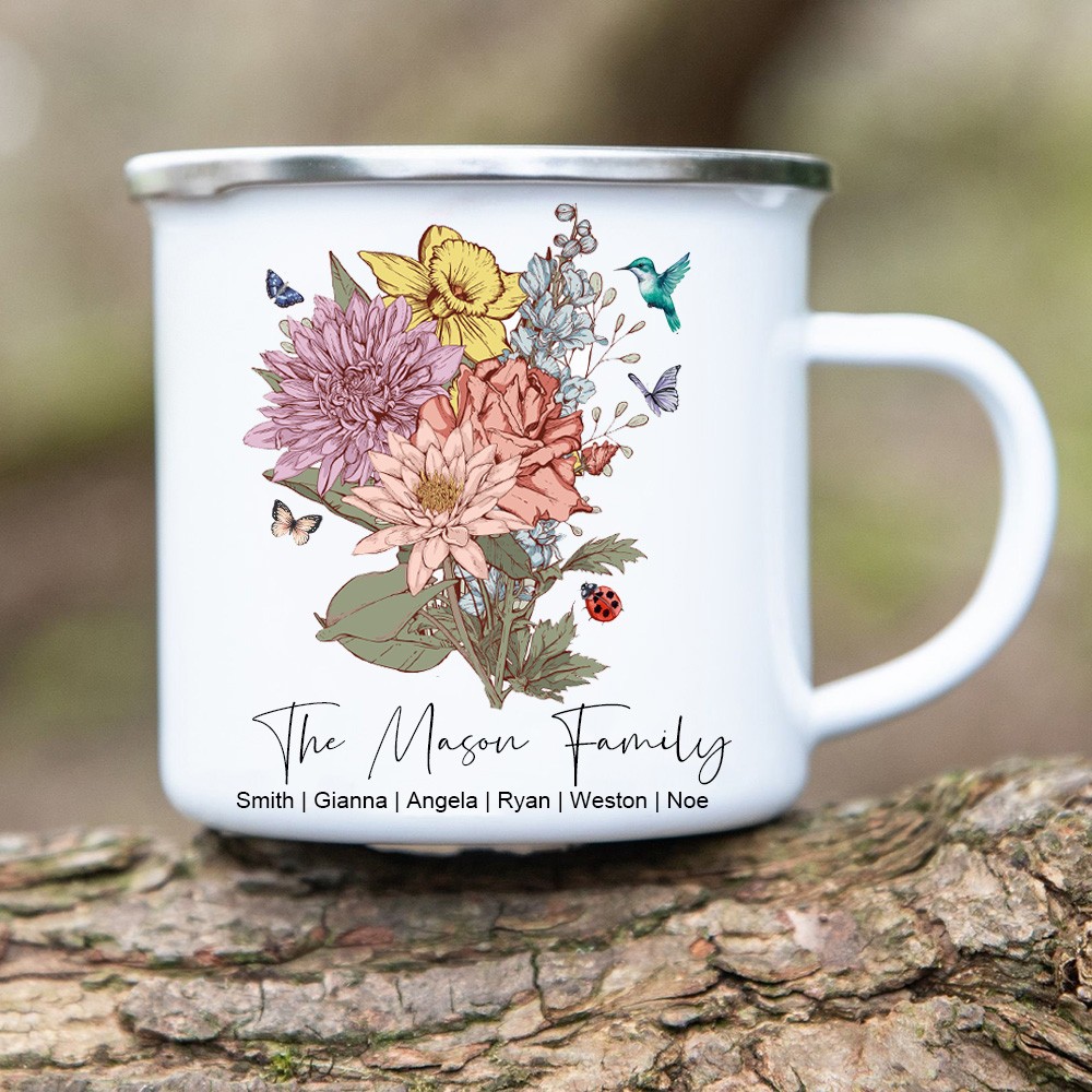Custom Family Garden Bouquet Mug With Birth Flowers Love Gifts For Nana Mom Mother's Day Gifts