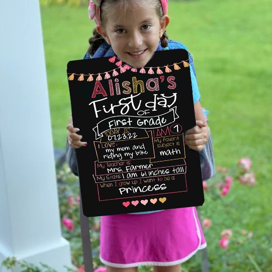 Personalized Reusable First and Last Day of First Grade Sign Chalkboard
