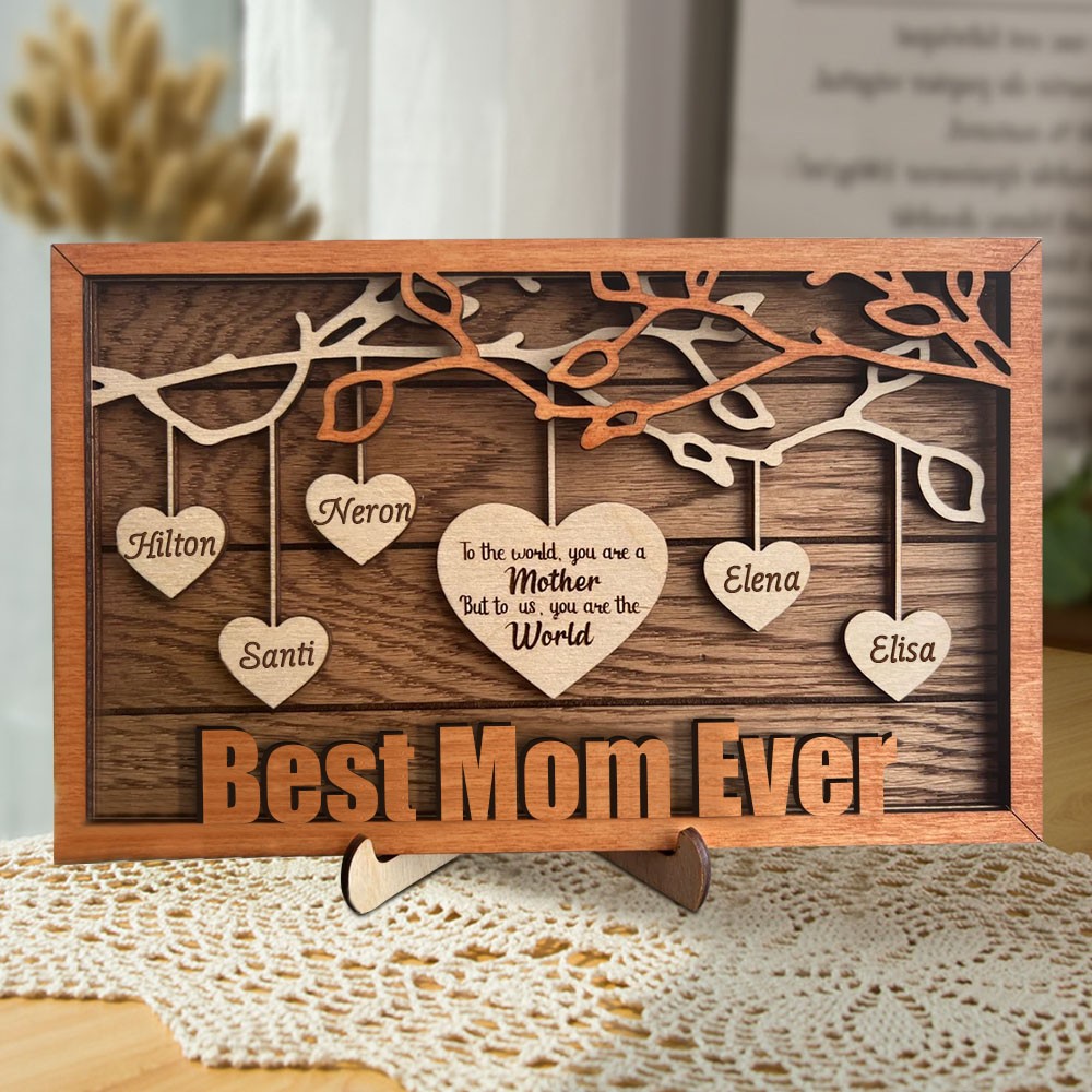 Family Tree Sign with Hanging Hearts Grandmother’s Day Gift Personalized Gift for Mom 