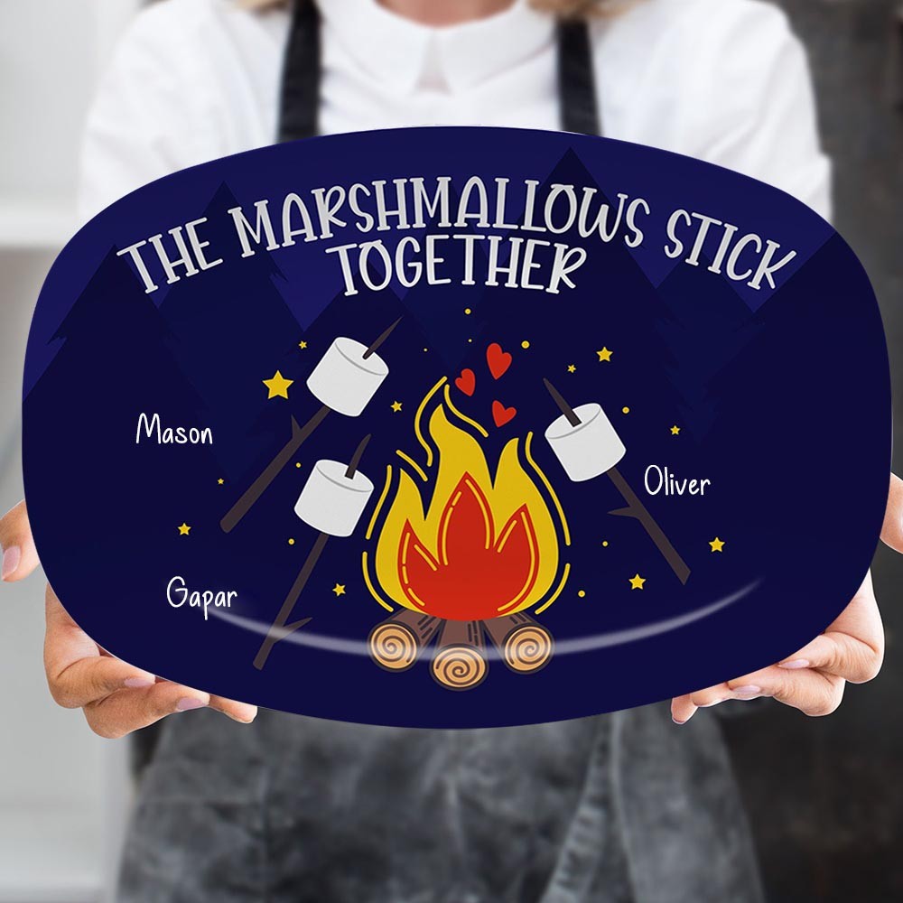 Personalized The Marshmallows Stick Together Platter Funny Gift For Family Father's Day Gift Ideas