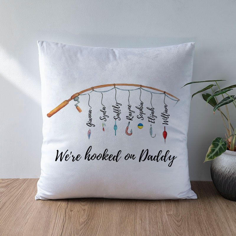 Personalized We Are Hooked on Daddy Pillow Father's Day Gift