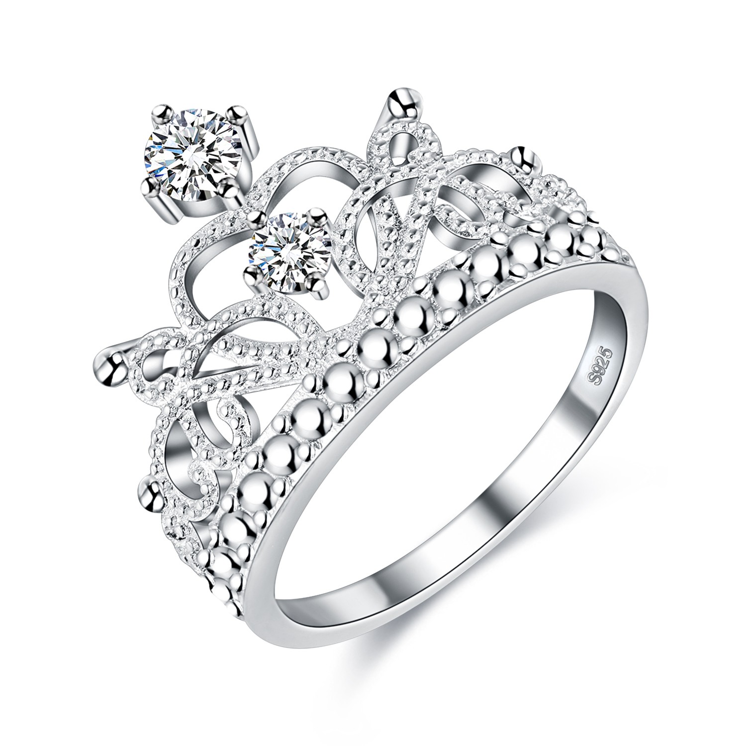 S925 Sterling Silver Crown Princess Promise Ring For Her