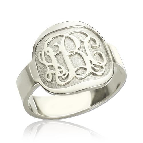 S925 Sterling Silver Personalized Engraved Monogram Ring