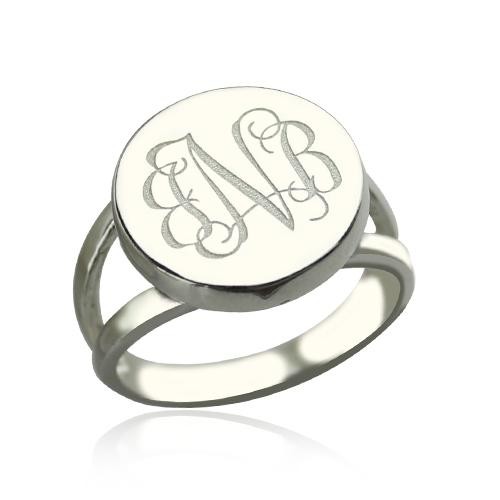 S925 Sterling Silver Personalized Monogram Ring