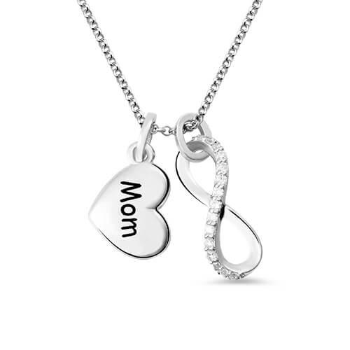 Engraved Infinity Love Necklace Heart