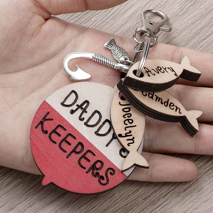 Father's Day Gift Keychain Hook Fish Love You Dad Keyring Key Chain Jewelry LGVU 