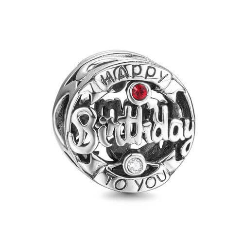 Swarovski Crystal Happy Birthday Charm Silver