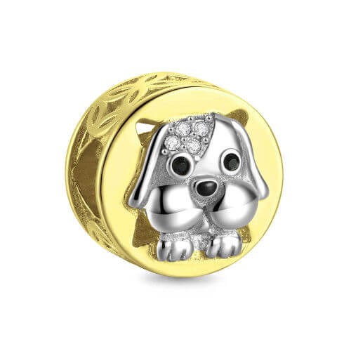 Cute Dog Charm Swarovski Crystal Silver