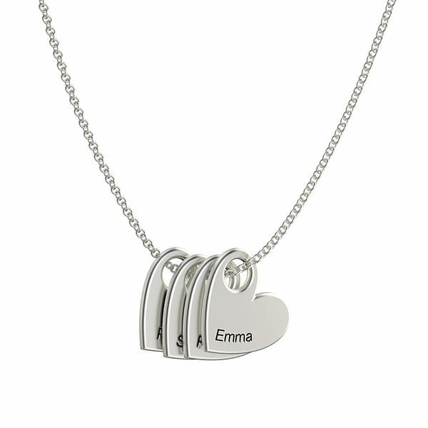 Personalized Name Necklace With 1-10 Heart Pendants Gift for Mom