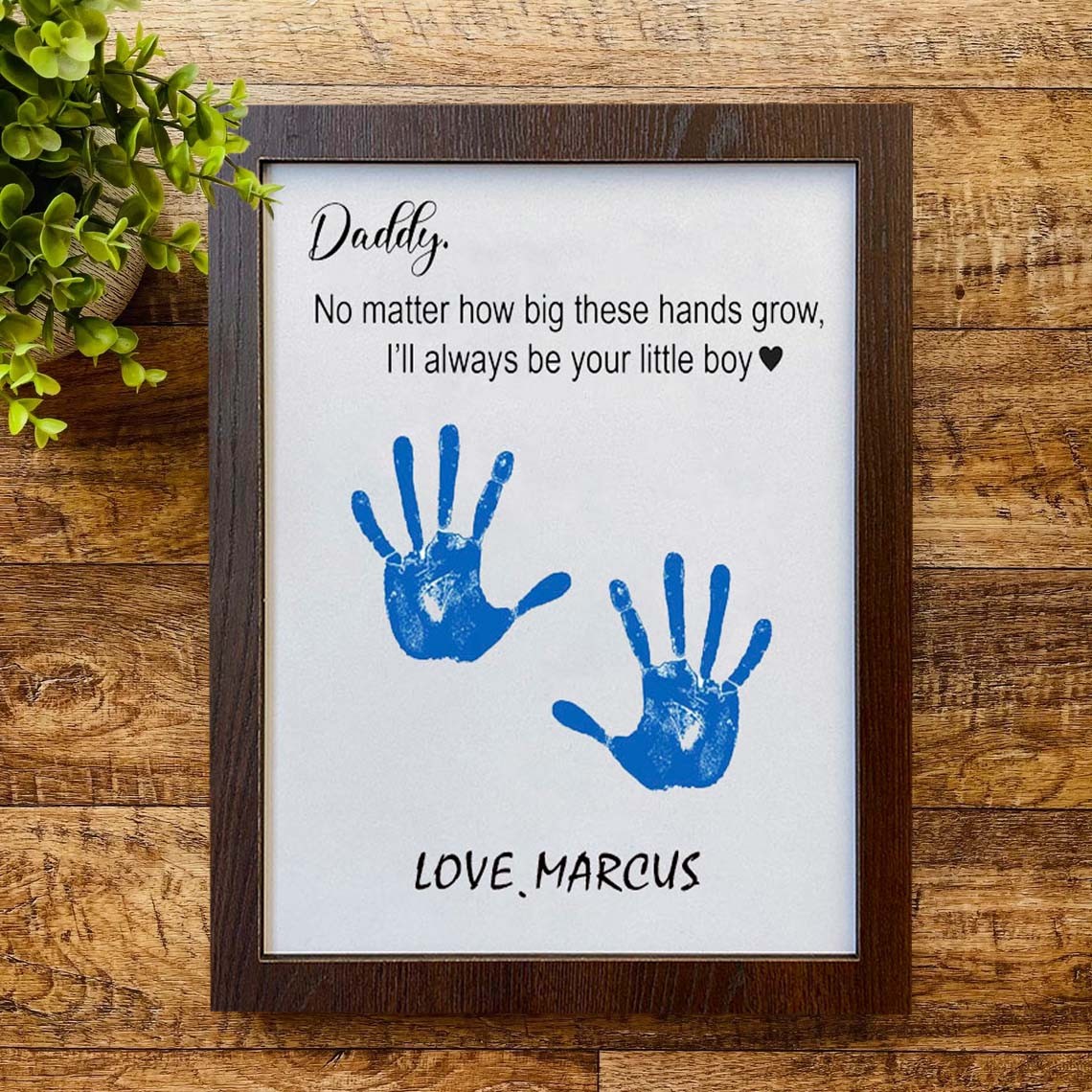 Personalized Daddy DIY Handprint Sign Wooden Gift for Father's Day