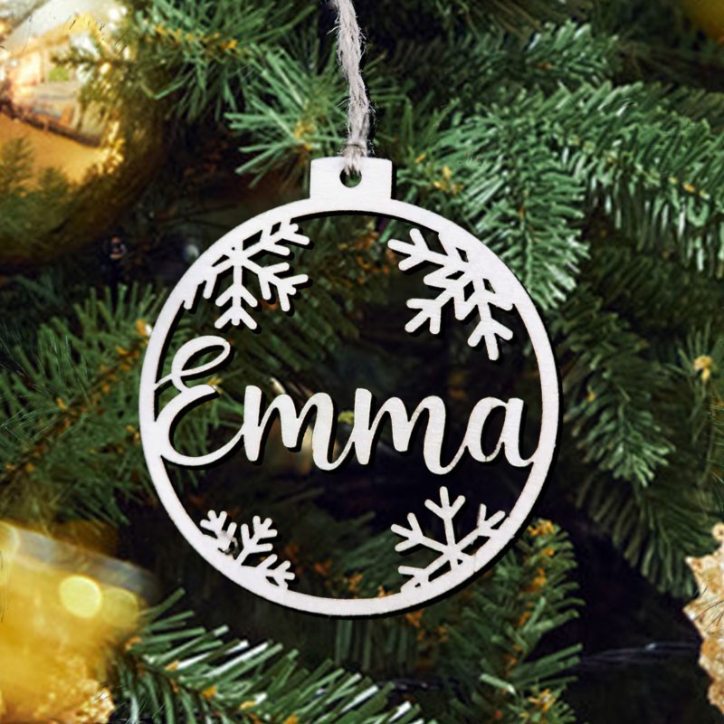 Personalized Wooden Name Snowflakes Christmas Tree Ornaments 