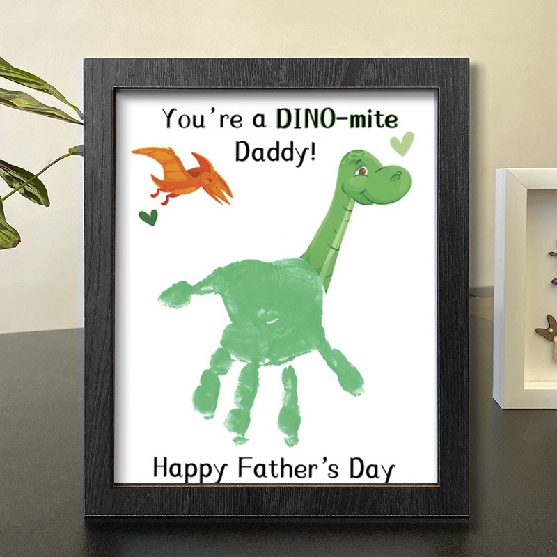 Personalized DIY Dinosaur Dad Handprint Art Framed Father's Day Gift