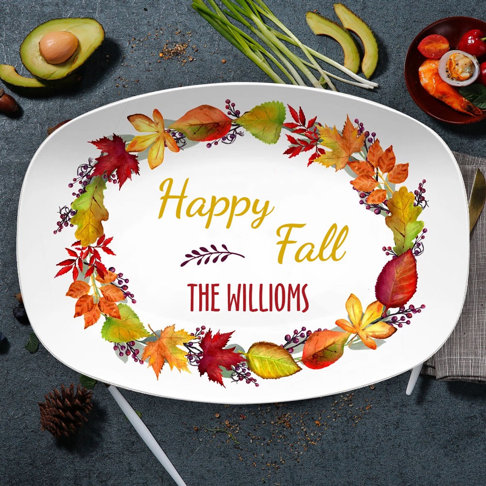 Personalized Happy Fall Thanksgiving Family Platter