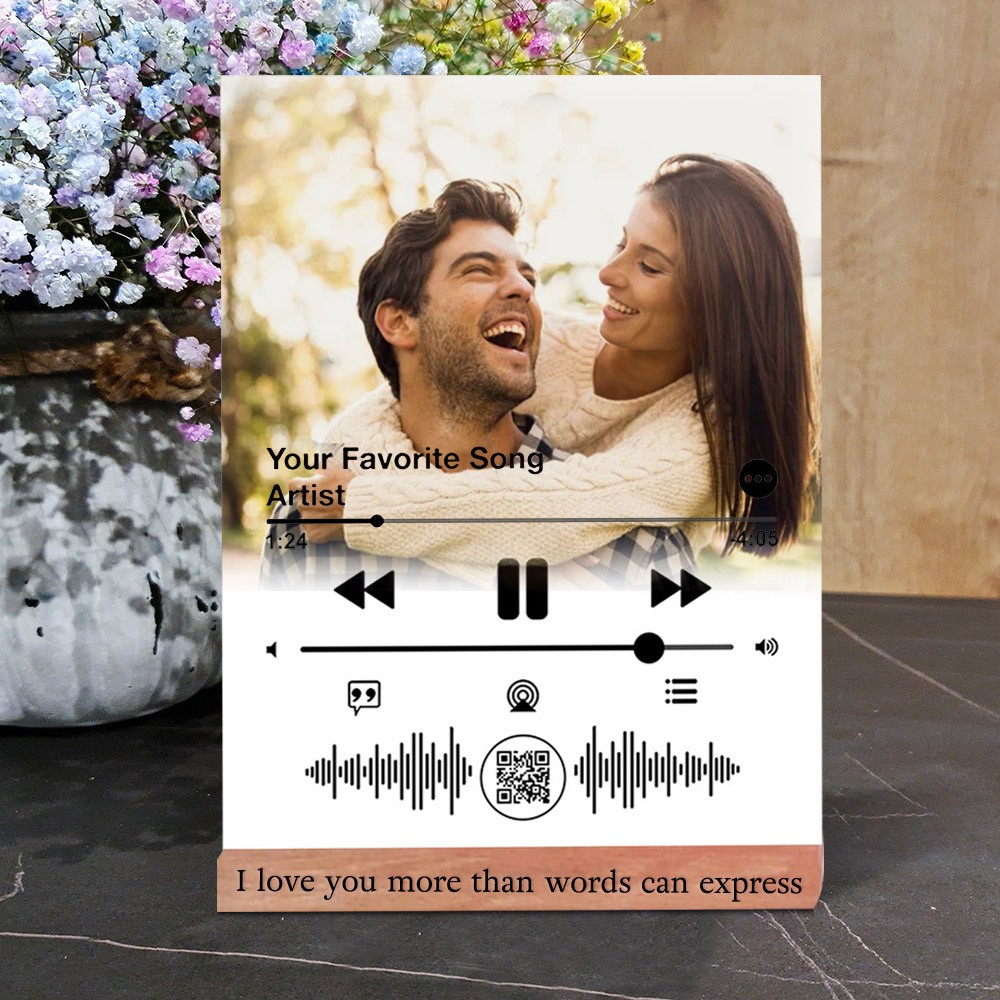 Personalized Acrylic Music Song Plaque with Spotify Code Gifts for Couples Valentine's Day Gifts for Her Him Anniversary Gifts