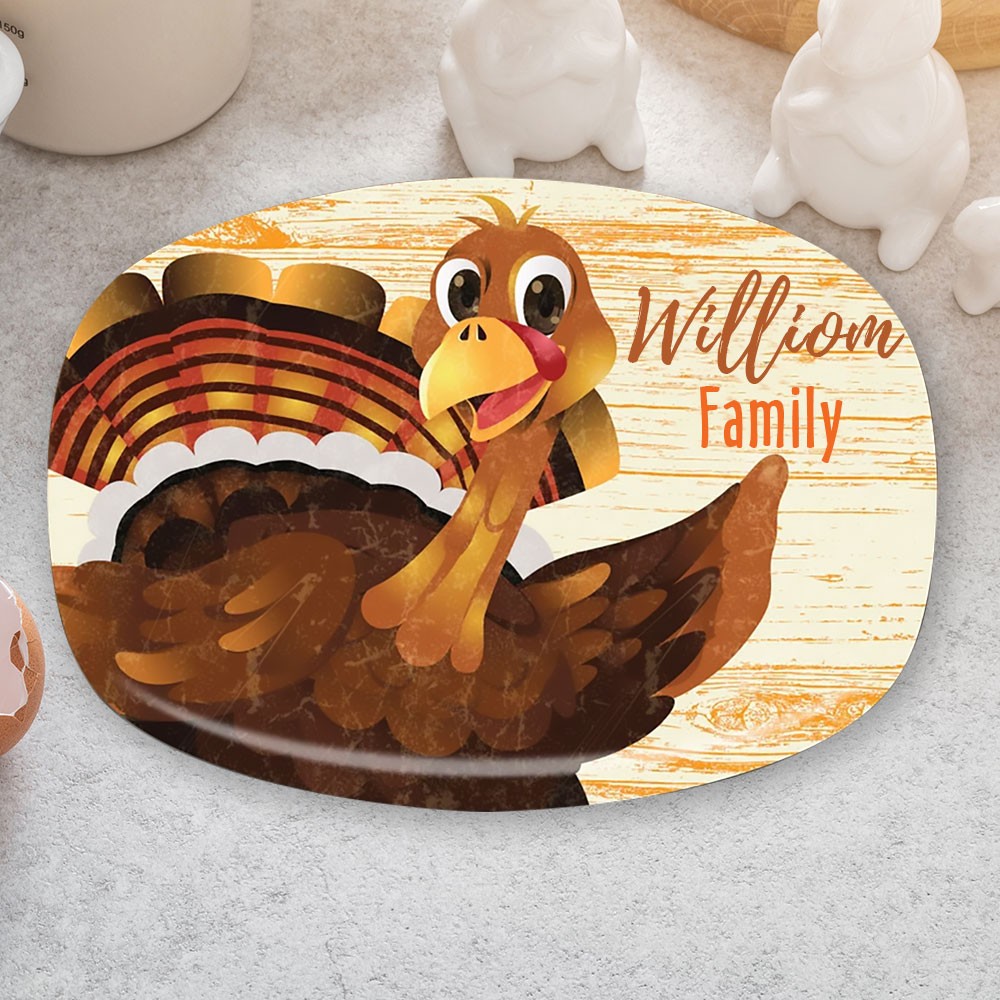 Personalized Blessed Family Thanksgiving Turkey Platter