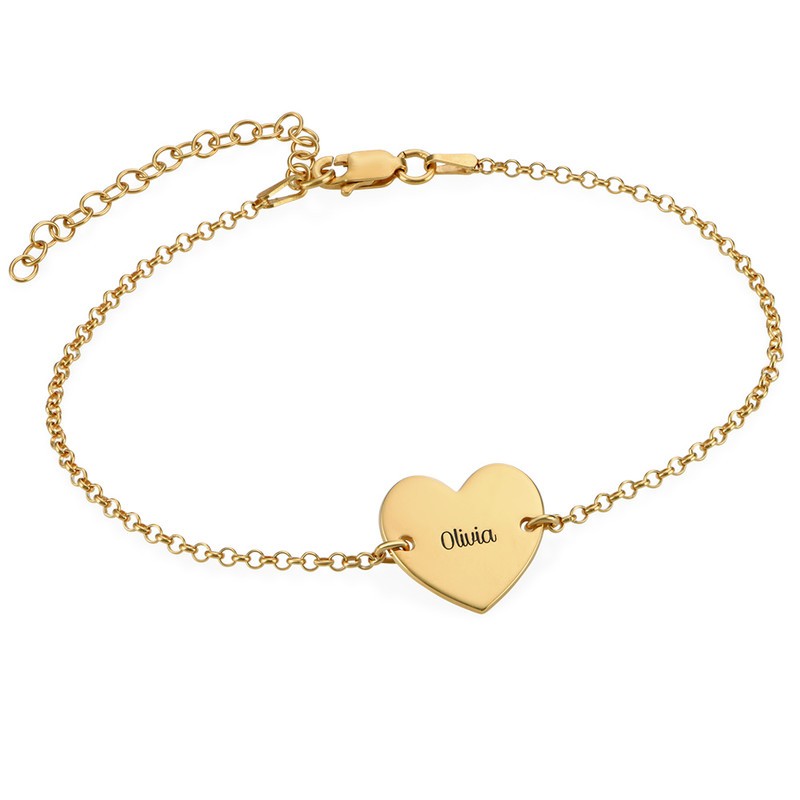 Personalized Anklet With Engraved Heart Charm