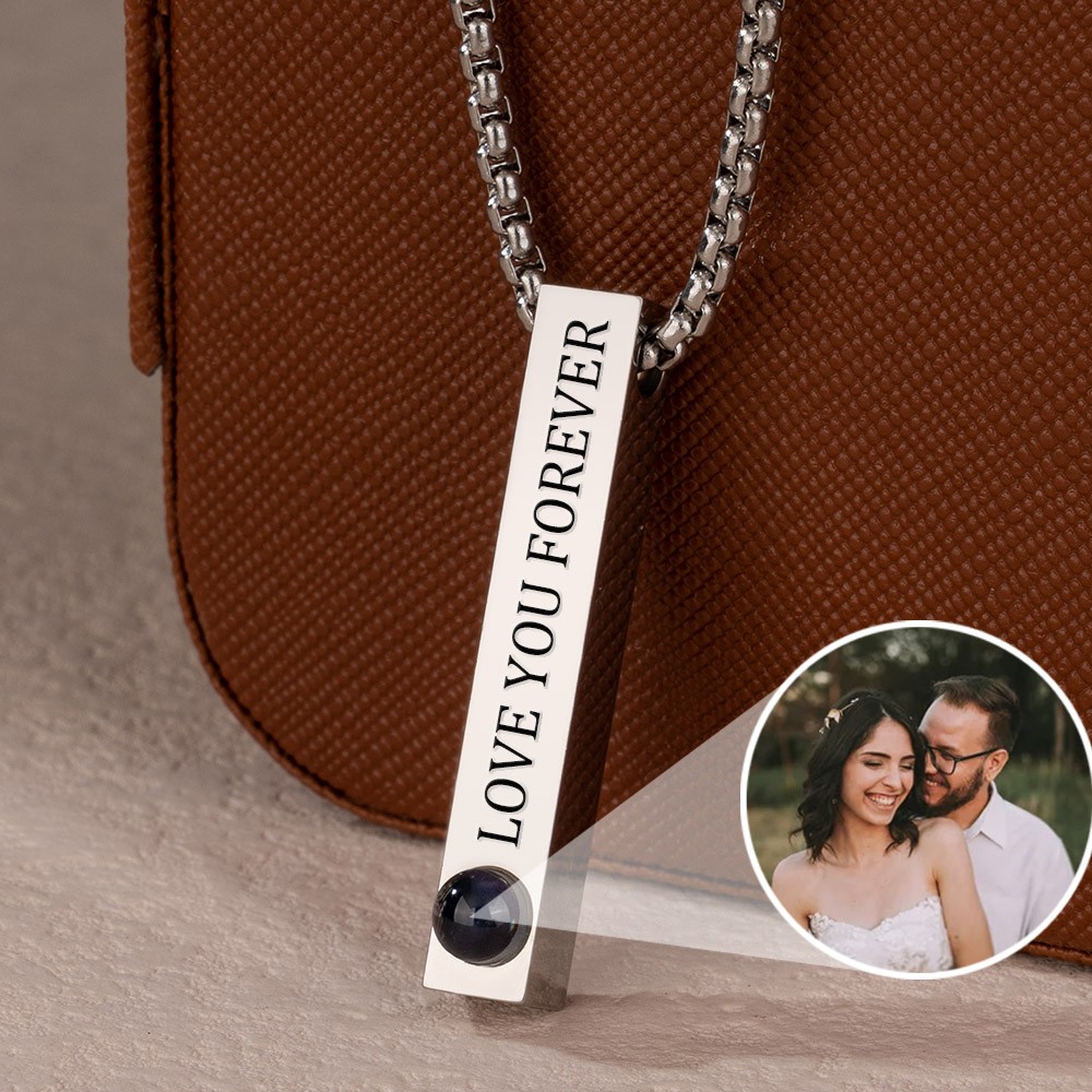 Personalized Photo Projection Necklace Memorial Jewelry for Men Wedding Anniversary Gifts Love Gift Ideas for Wife