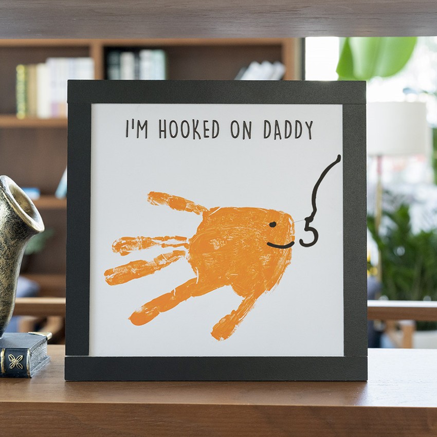Personalized I'm Hooked On Daddy Hands Down DIY Handprint Frame