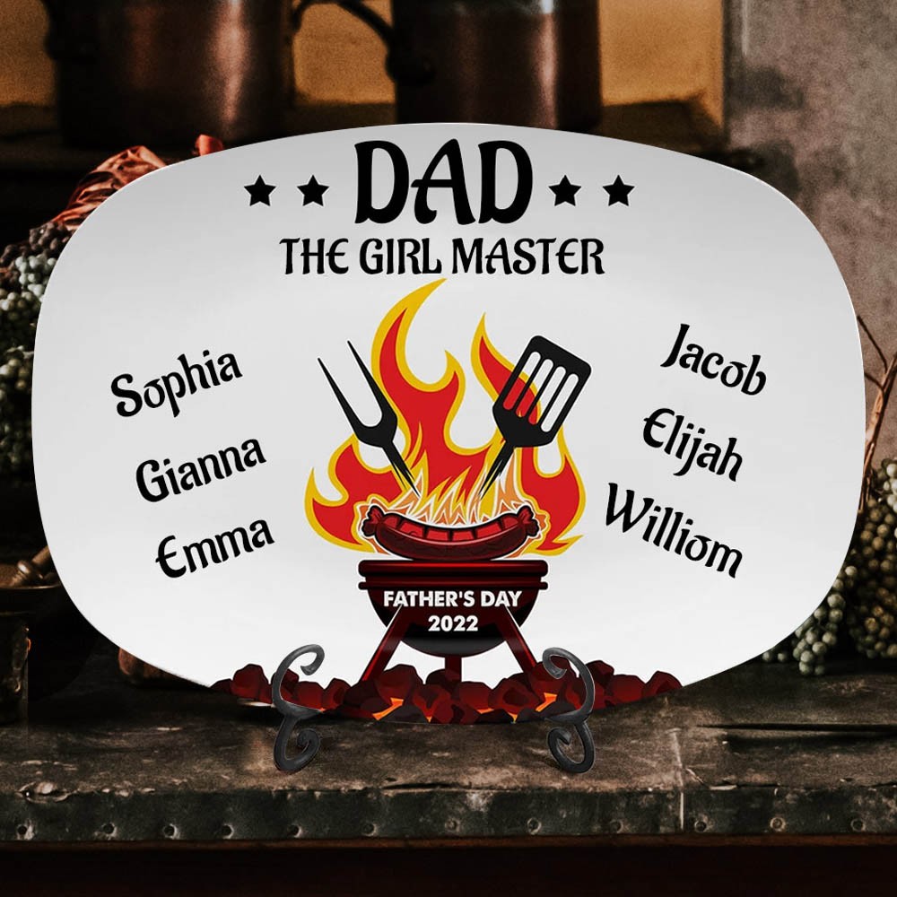 Personalized BBQ Grilling Platter Dad The Grill Master Plate Father's Day Gift