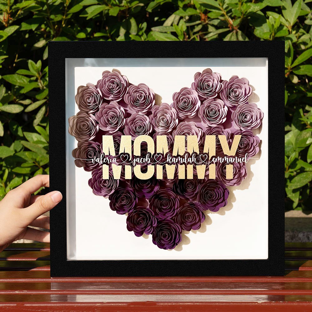 Personalized Mom Paper Flower Shadow Box Gift for Mother's Day