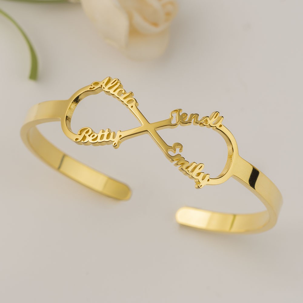 Personalized Infinity Name Bracelet Bangle With 1-6 Names