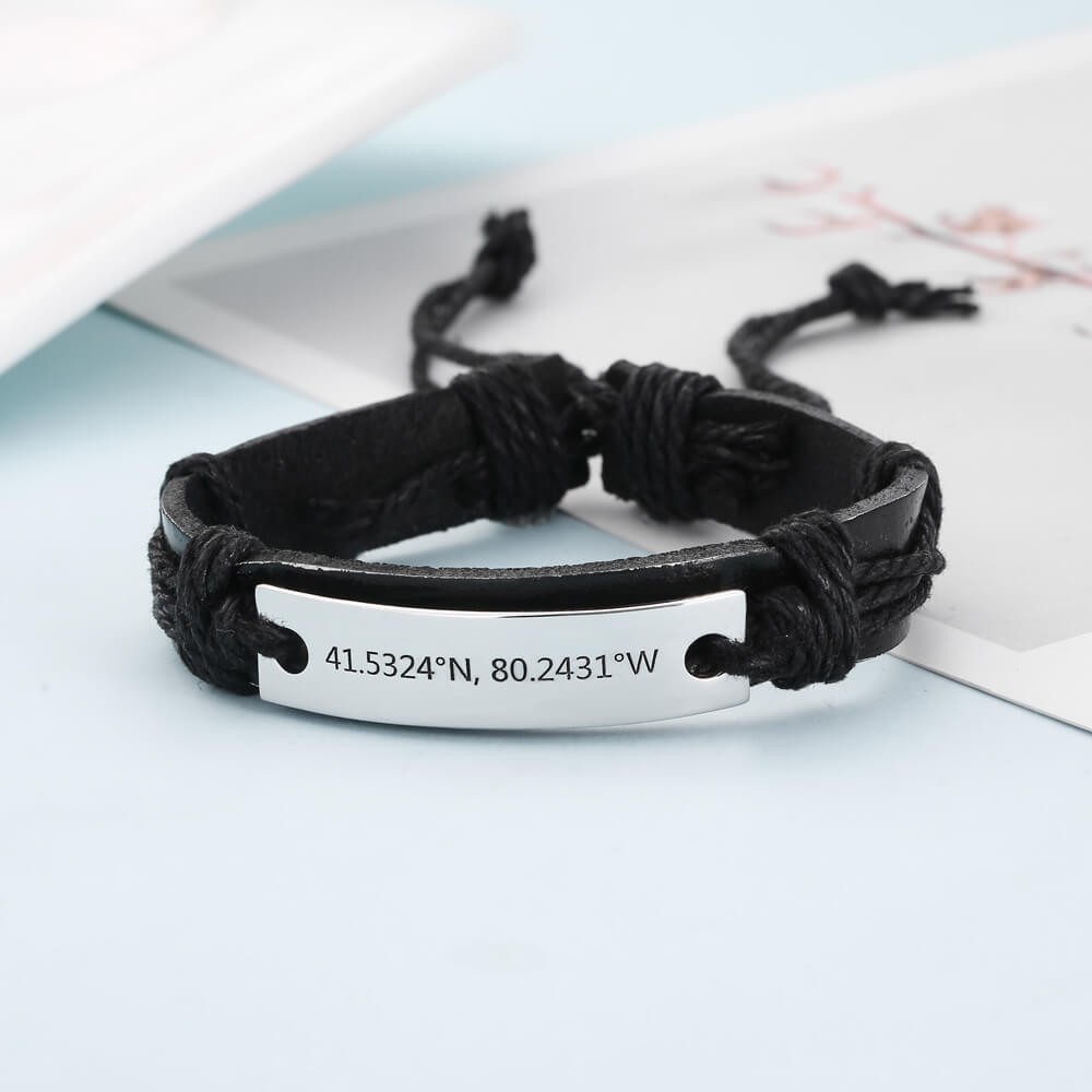 Personalized Leather Bracelet With Engraving