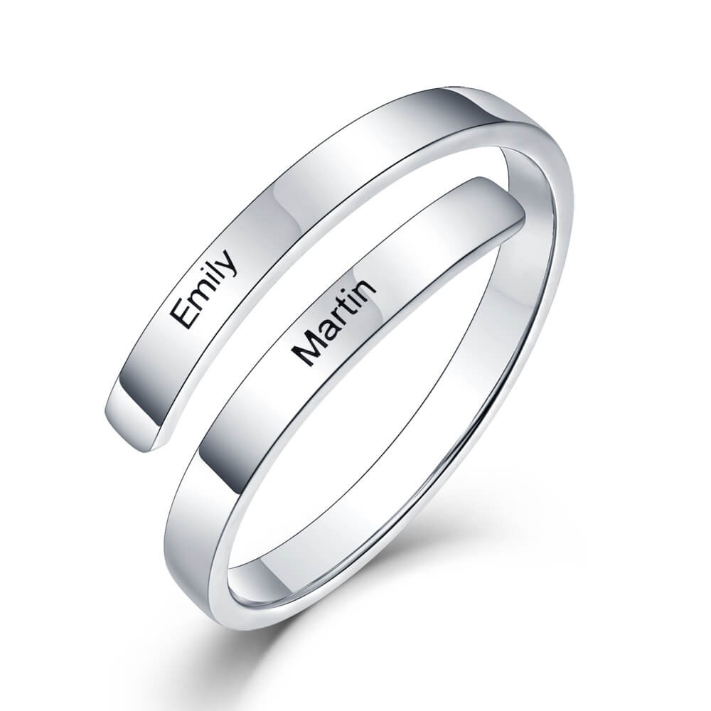 Personalized 2 Engraved Names Rings For Her